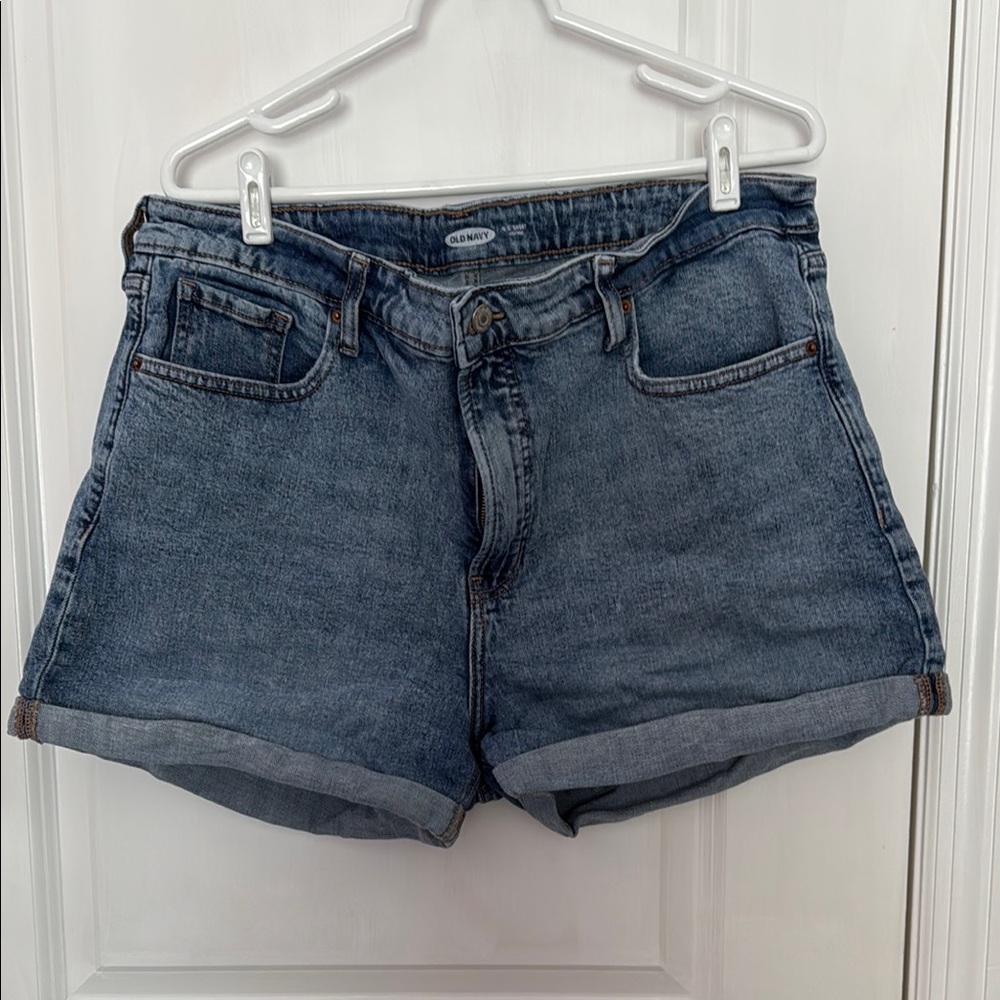 Old Navy Blue Jean Shorts Distressed Mid-Thigh